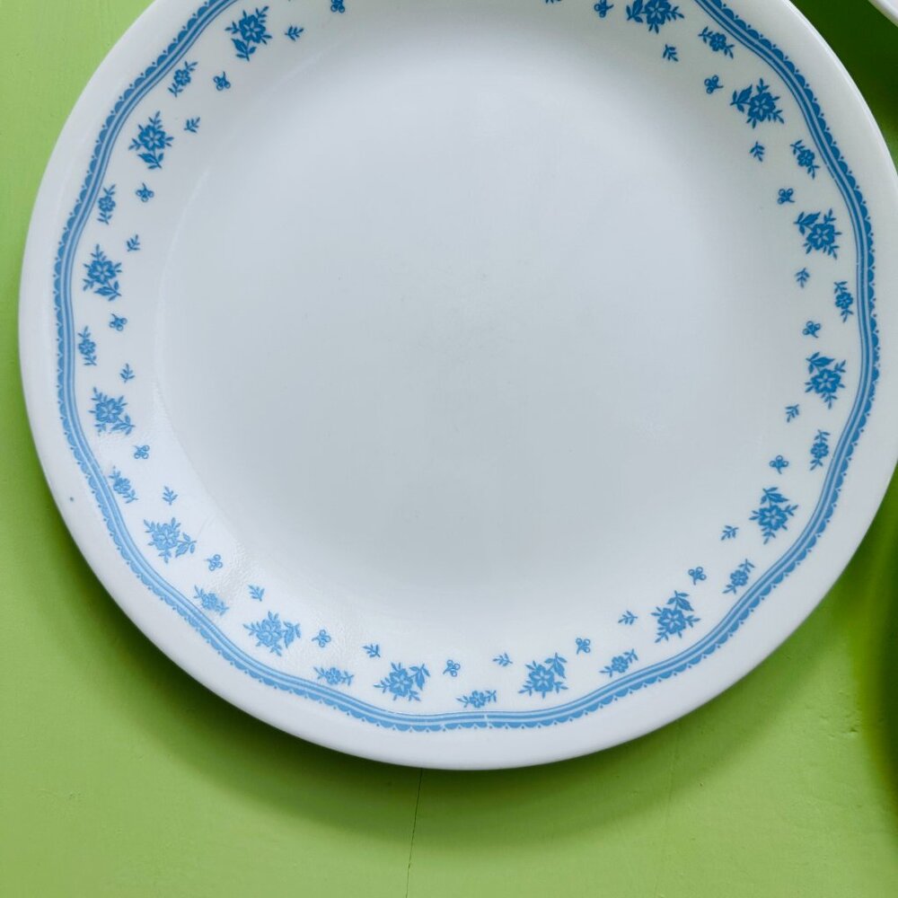 Vintage Corelle Salad Plates Set, Morning Blue Corelle, Vintage Dishes Plates - Picture 2 of 7